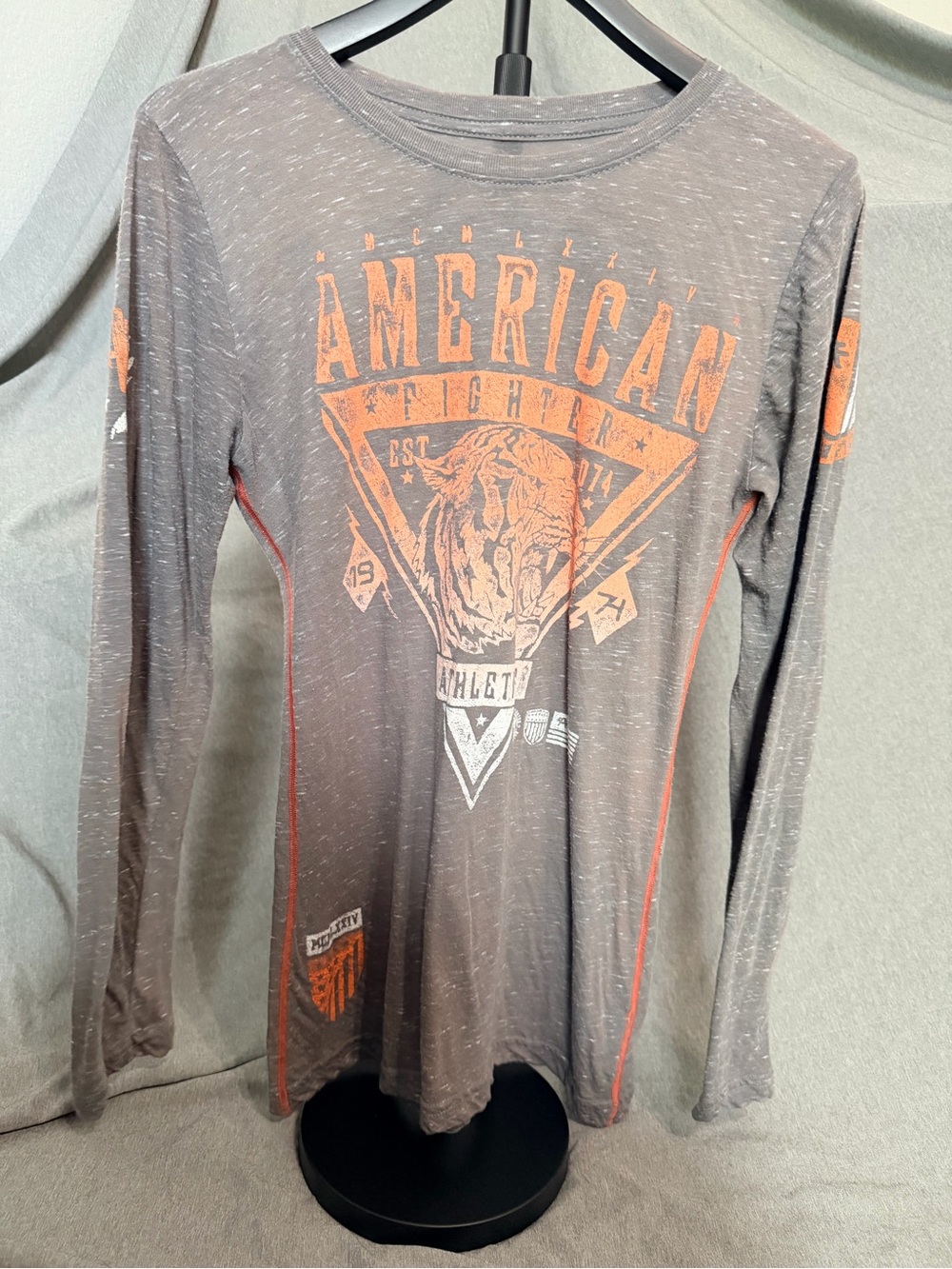 American Fighter Gray Tee with Black Print